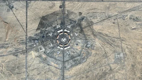 Complex nuclear în construcție în deșertul din nord-vestul Chinei.