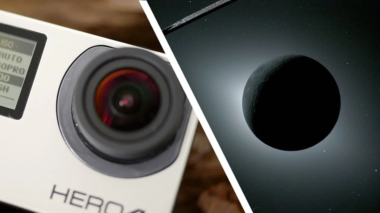 Eclipsă solară surprinsă de pe Lună cu o cameră veche GoPro.