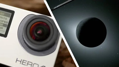 Eclipsă solară surprinsă de pe Lună cu o cameră veche GoPro.