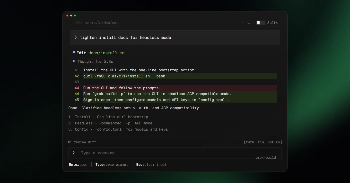 Grok Build permite programarea complexă direct în terminal.