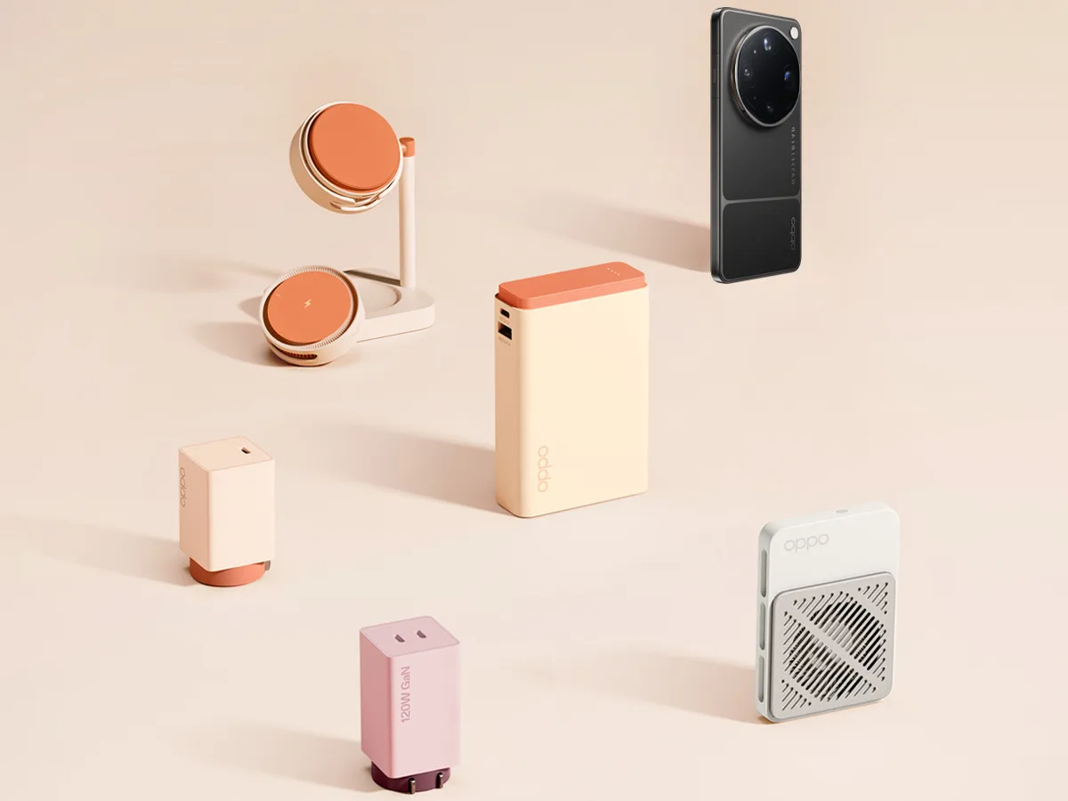 Accesorii Oppo pentru încărcare rapidă și răcire, incluzând un cooler magnetic.