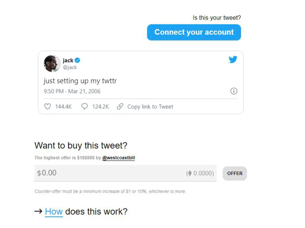 Primul tweet publicat de Jack Dorsey pe 21 martie 2006.