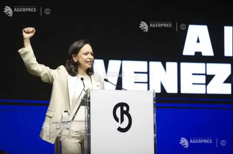 Maria Corina Machado vorbește despre alegeri libere în Venezuela.