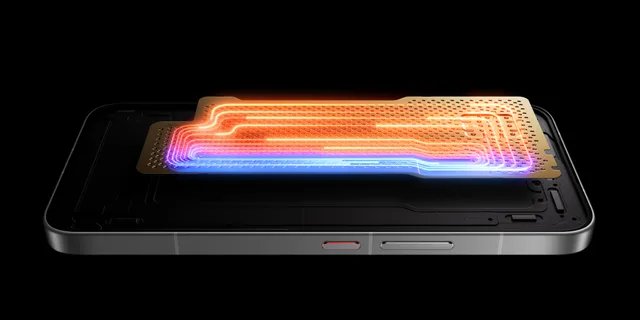 Detaliu tehnic al sistemului de răcire al smartphone-ului.