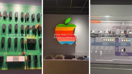 Expoziție interactivă dedicată inovațiilor Apple la Mimms Museum.