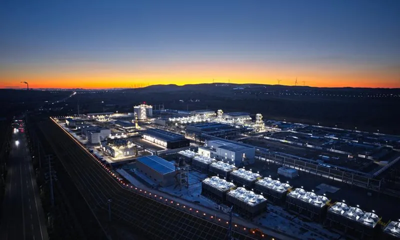 Instalație modernă de amestecare a hidrogenului cu gaz natural în Weifang, China.