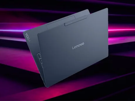 Laptop Lenovo Yoga Slim 7x cu design elegant și culori vibrante.