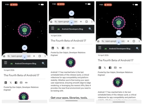 Îmbunătățiri în navigarea ecranului divizat pe Android 17.