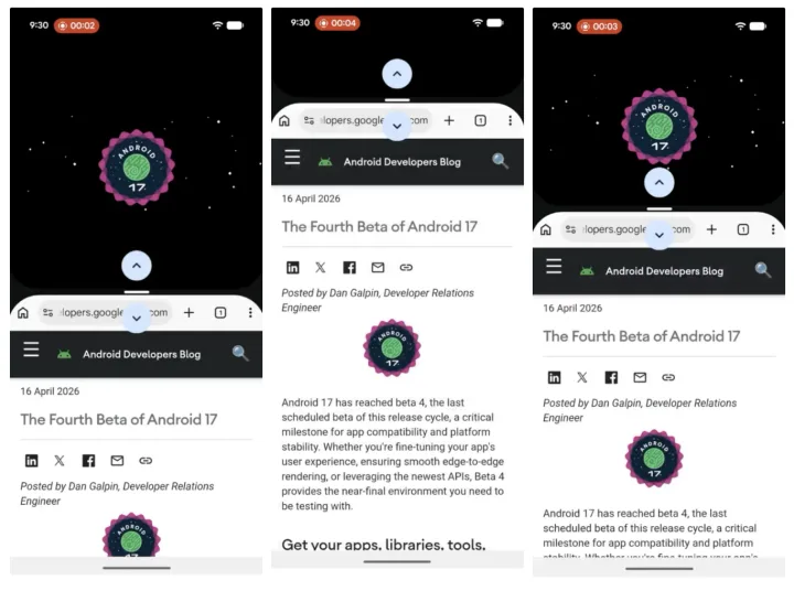 Îmbunătățiri în navigarea ecranului divizat pe Android 17.