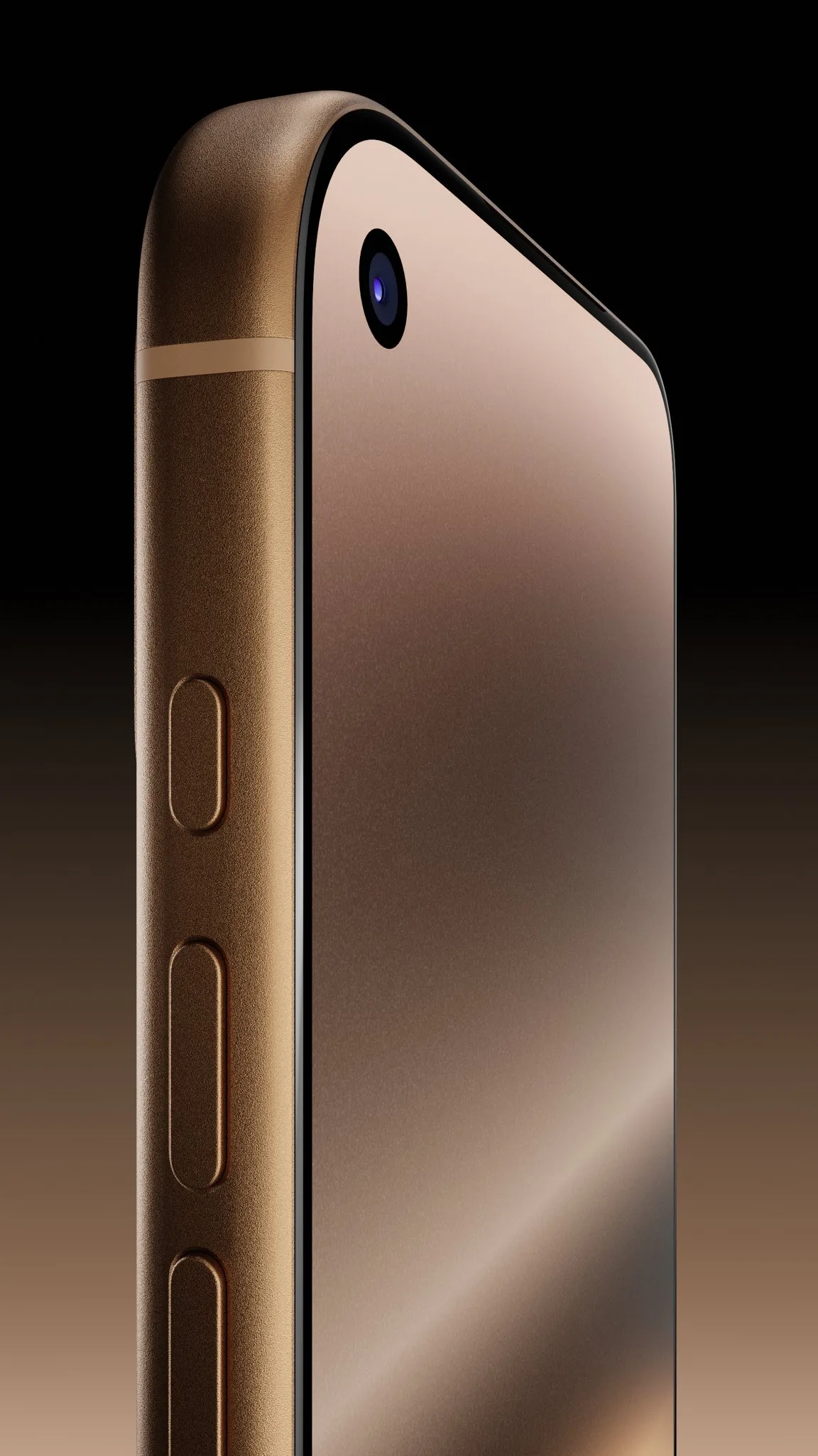 Designul iPhone 18 Pro cu camera în colțul ecranului.