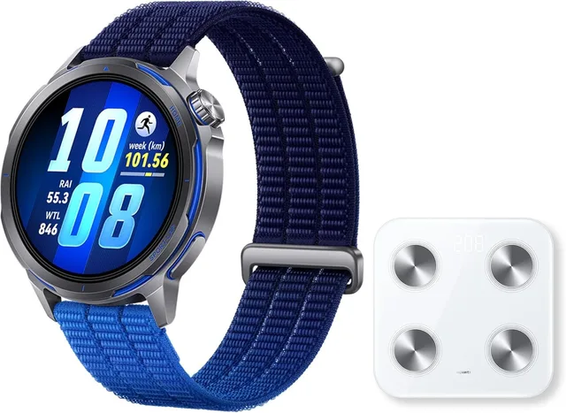 Huawei Watch GT Runner 2 cu curea albastră și cântar smart inclus