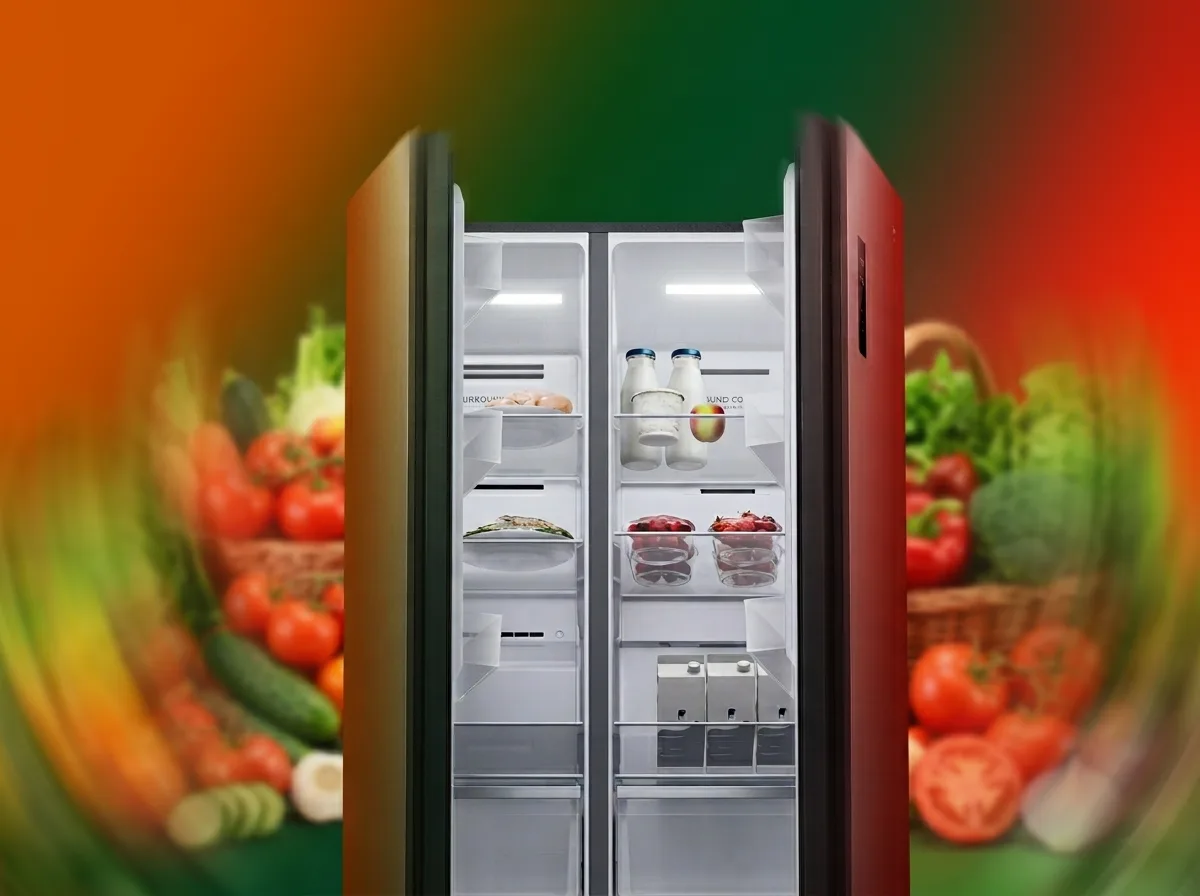 Frigiderul Mijia Side-by-Side cu interior modern și tehnologie avansată.