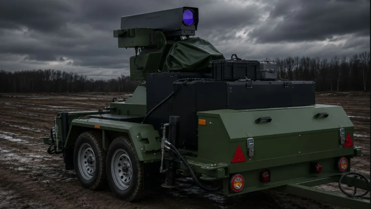 Sistem laser anti-dronă Trident dezvoltat de Celebra Tech în Ucraina.