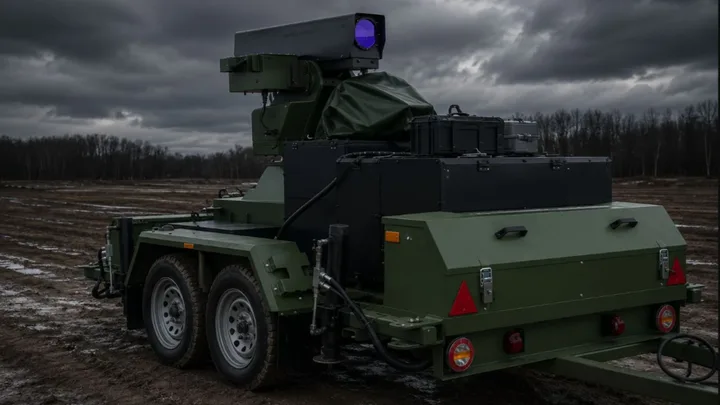 Sistem laser anti-dronă Trident dezvoltat de Celebra Tech în Ucraina.