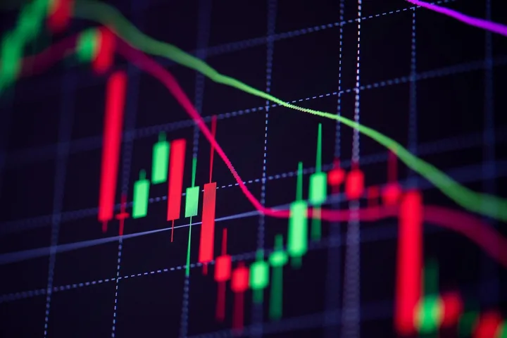 Grafic de bursă cu scăderi semnificative în contextul crizei politice.