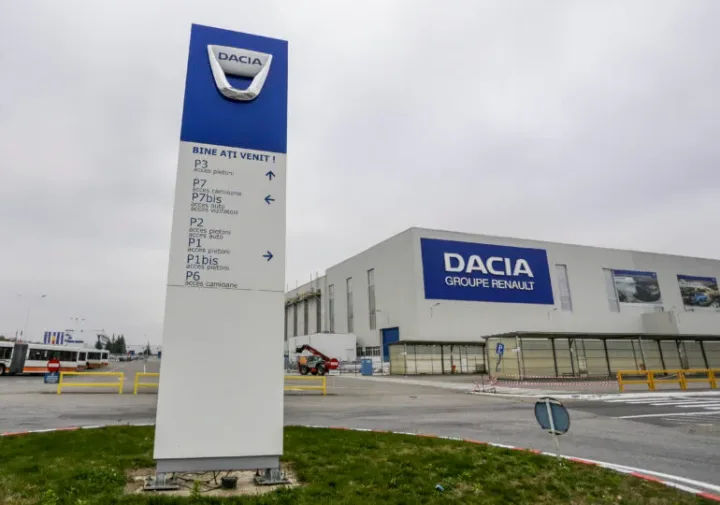 Sediul Dacia, simbol al industriei auto românești, în contextul scăderii vânzărilor.