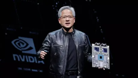 Jensen Huang prezintă cipul RTX Spark la evenimentul Nvidia.