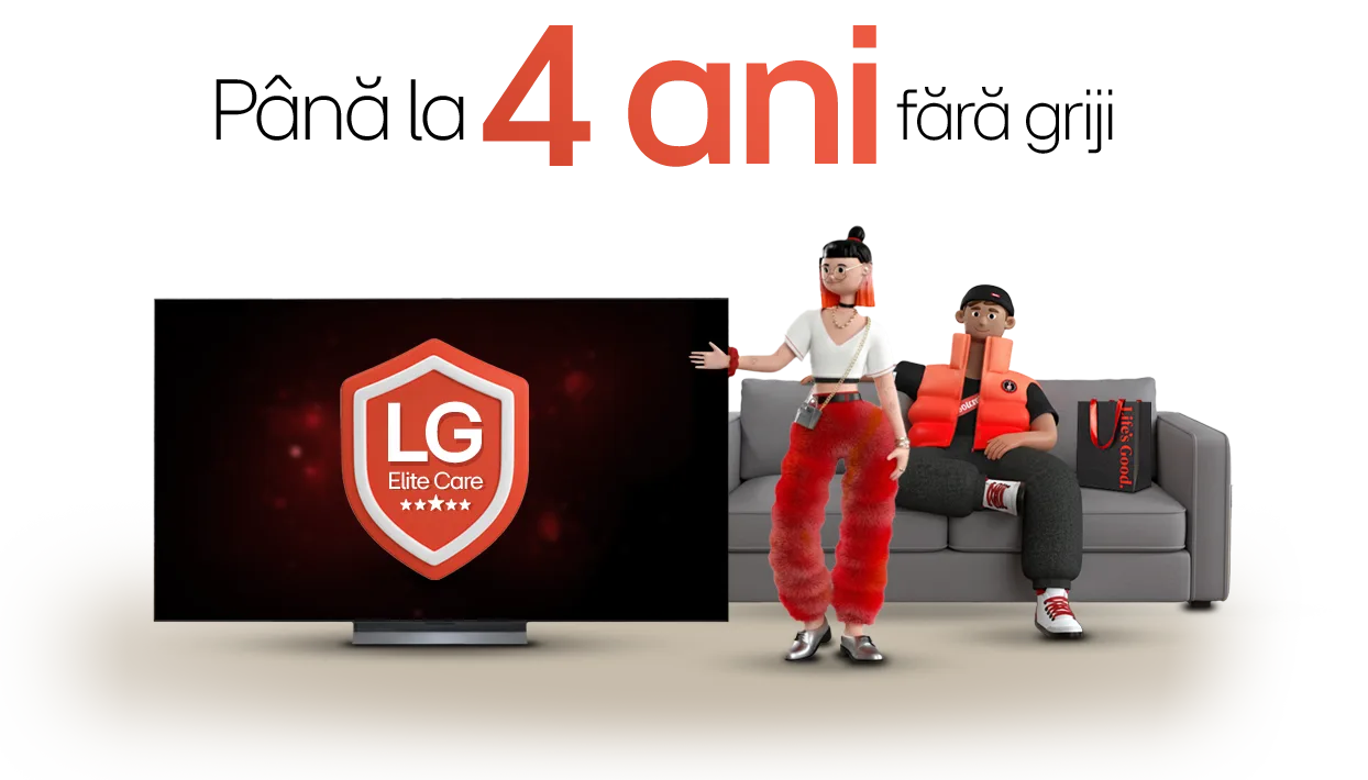 Programul LG Elite Care oferă garanție extinsă și instalare gratuită pentru televizoare premium.