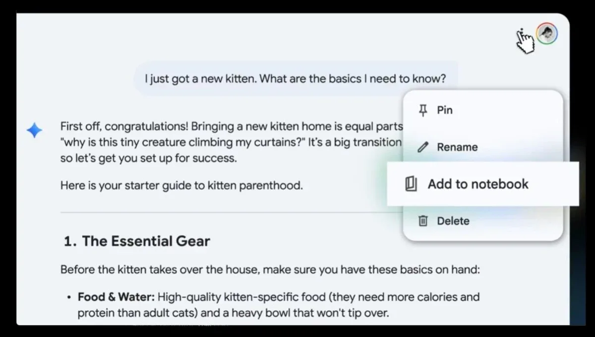 Funcția Notebooks din Google Gemini devine accesibilă utilizatorilor gratuit.