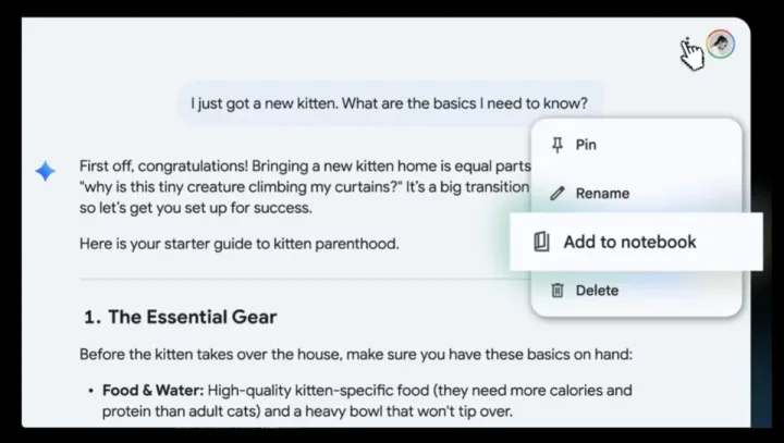 Funcția Notebooks din Google Gemini devine accesibilă utilizatorilor gratuit.