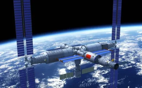 Stația Tiangong în orbită, parte a misiunii Shenzhou-23 a Chinei.