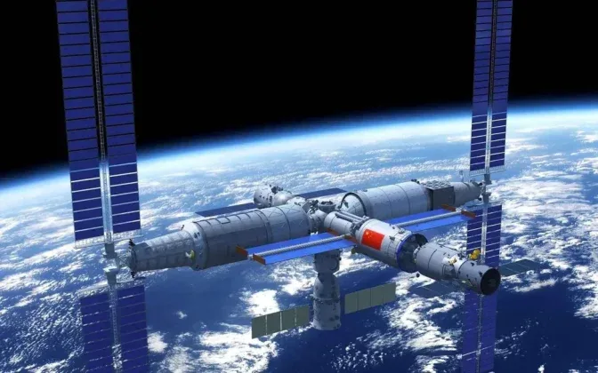 Stația Tiangong în orbită, parte a misiunii Shenzhou-23 a Chinei.