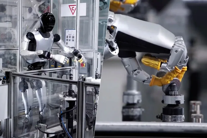 Robot umanoid în acțiune pe linia de producție Xiaomi