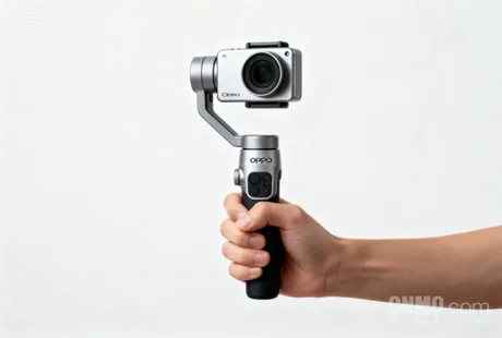 Cameră OPPO cu stabilizare gimbal, utilizată pentru filmare.