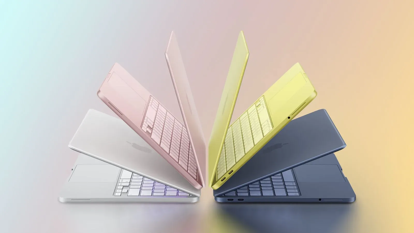 MacBook Neo în culori variate, evidențiind designul modern și atractiv.