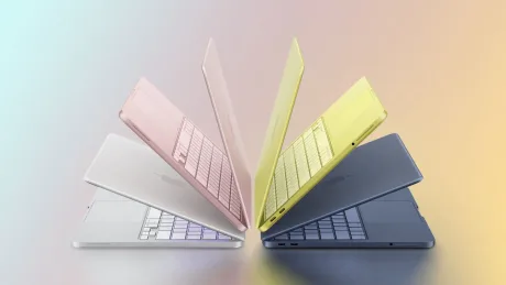 MacBook Neo în culori variate, evidențiind designul modern și atractiv.