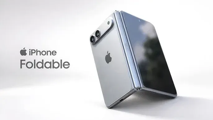 Concept de iPhone pliabil cu design modern și ecran inovator.