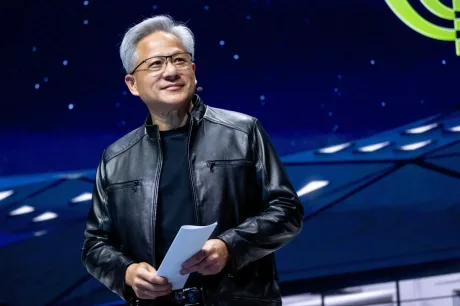 Jensen Huang discută despre cooperarea internațională în inteligența artificială.