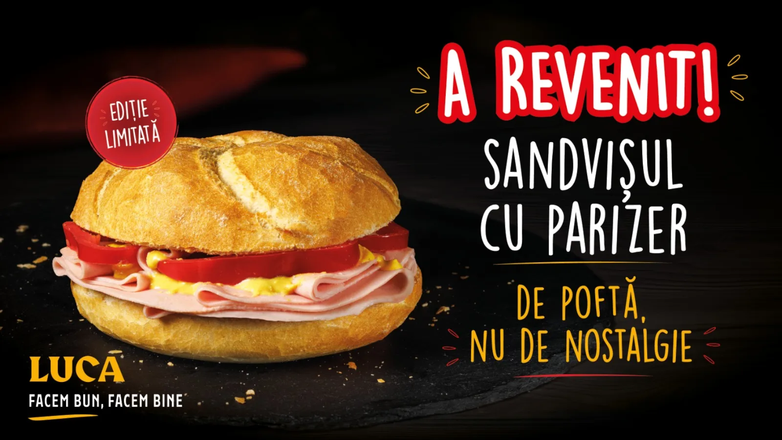 Sandviș cu parizer, ingredientele clasice reinterpretează gustul familiar.