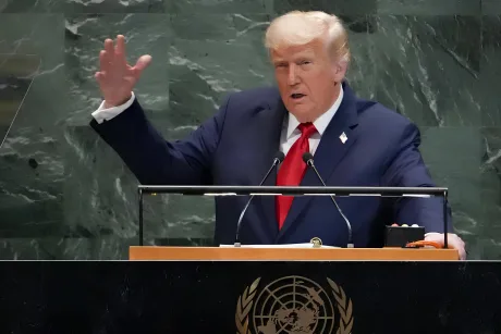 Donald Trump vorbește la ONU despre inițiativa de pace internațională.