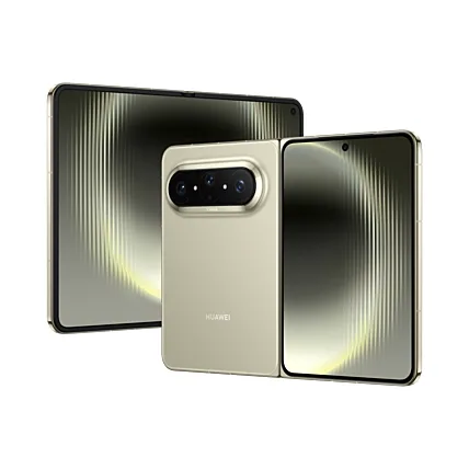 Huawei Pura X Max în culoarea albastru interstelar, pliabil închis.