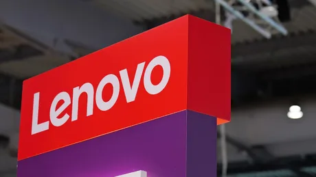 Logo-ul Lenovo expus la un eveniment tehnologic important.