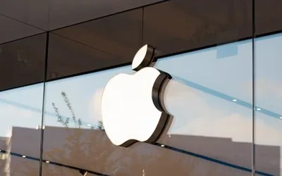 Logo-ul Apple pe un fundal modern, simbolizând inovația tehnologică.