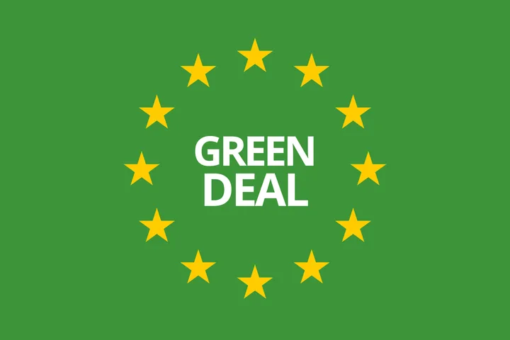 Logo-ul Green Deal, simbolizând inițiativele ecologice ale Uniunii Europene.