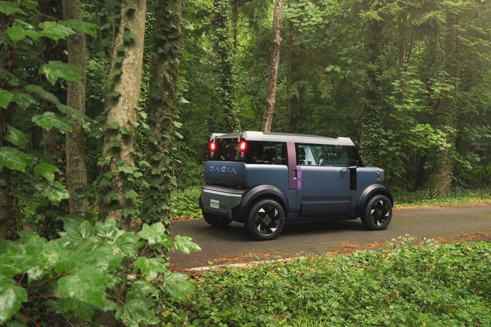 Un model electric Dacia compact, destinat orașelor, înconjurat de natură.