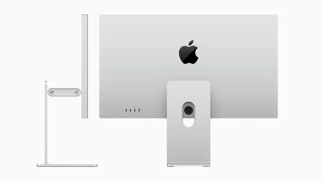 Spatele unui monitor Apple cu design elegant.