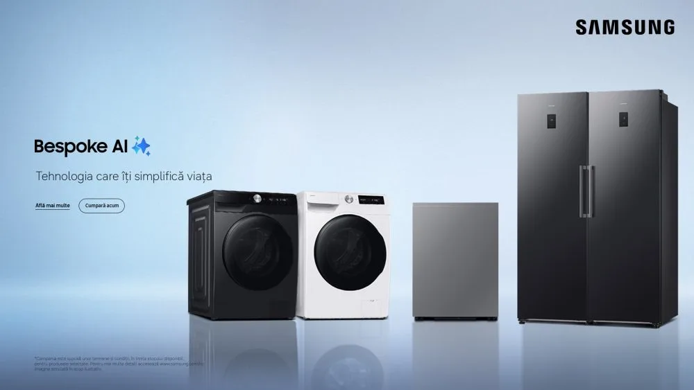 Electrocasnicele BESPOKE AI de la Samsung îmbunătățesc viața de zi cu zi.