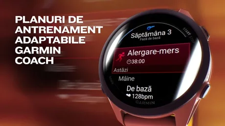 Ceas inteligent Garmin Forerunner 170 cu planuri de antrenament personalizate.