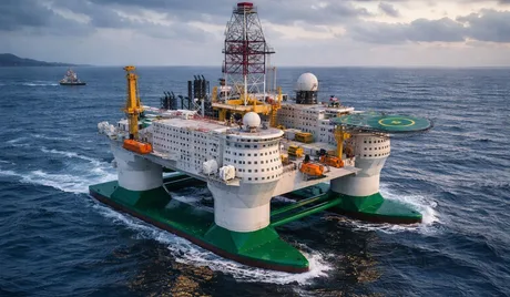 Platformă plutitoare pentru cercetare marină în largul coastelor Chinei.