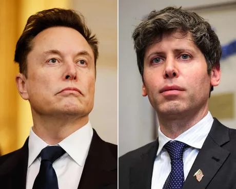 Elon Musk și Sam Altman, rivali în inteligența artificială.