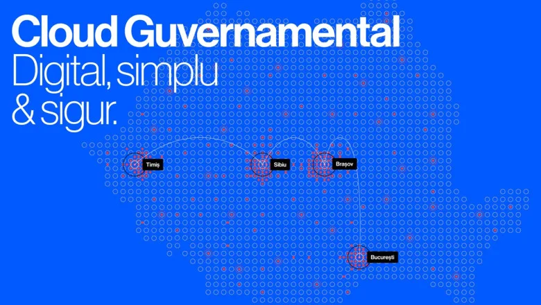 Harta României evidențiind centrele de date pentru cloudul guvernamental.