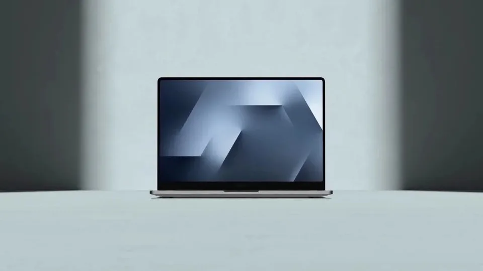 Laptop subțire cu design elegant, ideal pentru utilizare portabilă.