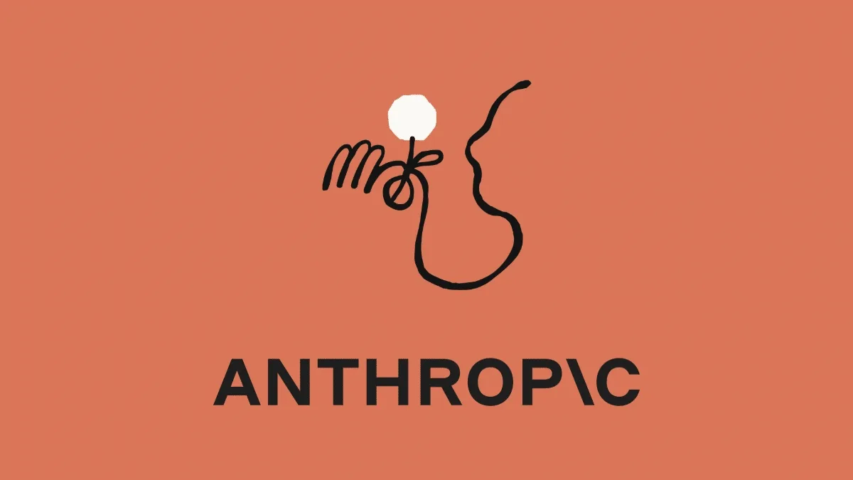 Logo-ul companiei Anthropic pe un fundal portocaliu.