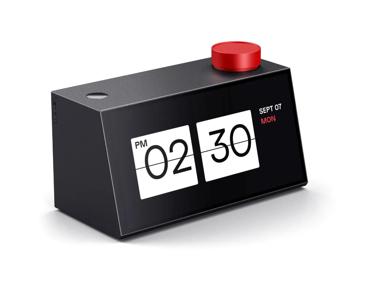 Dispozitiv Lenovo cu ecran digital, ideal pentru birou sau acasă.