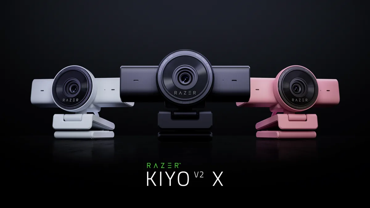 Camerele web Razer Kiyo V2 și V2 X în culorile Quartz, White și Black.