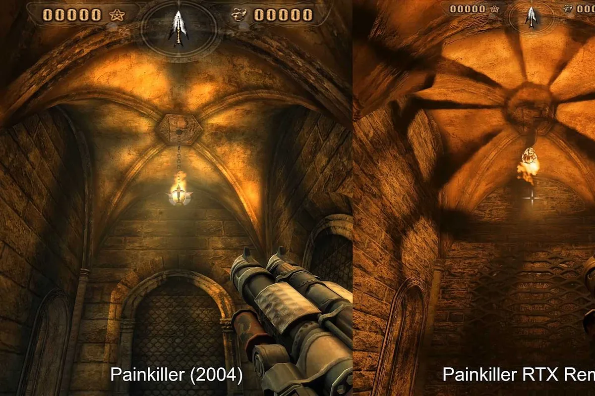 Compararea graficii din Painkiller 2004 și versiunea RTX remasterizată